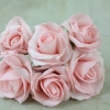front view of the pink foam rose bunch