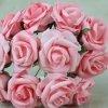 front view of the pink foam rose bunch