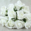 Ivory With Green Foliage Curled Foam Rose Bunch