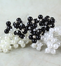 6mm Pearl With Rhinestone Cluster 3 Colours With Sliver Wire