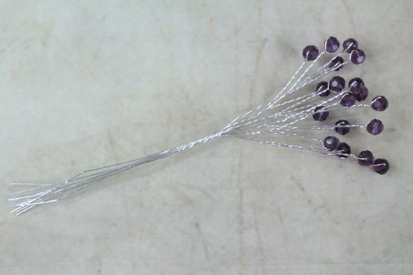 Grape Crystal Facet Beads On Stems