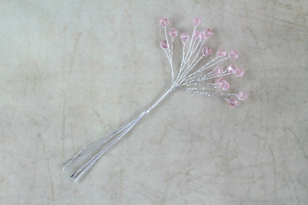 Pink Crystal Facet Beads On Stems
