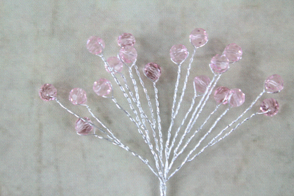 Pink Crystal Facet Beads On Stems