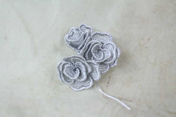 3.5cm Vintage Mesh Roses - Silver