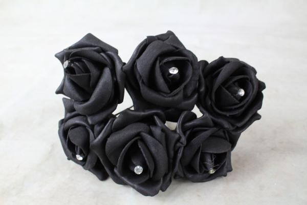 Black Diamante Foam Roses