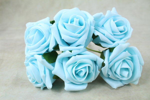 Baby Blue Foam Rose Flowers