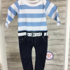 Blue & White Striped Baby Romper Suit