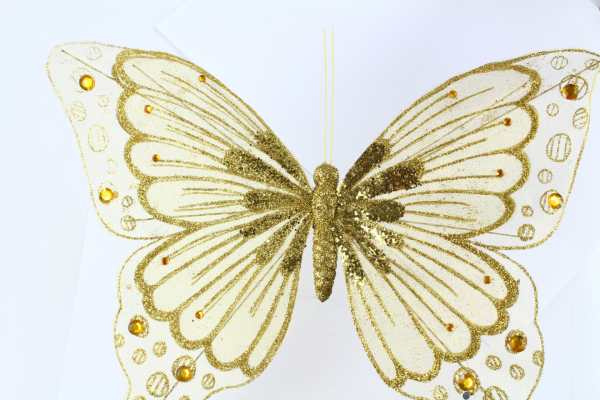 27cm wide gold and glitter Butterfly for decoration and craft making.