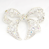 SFR659 Back Bow Brooch Silver Front Bling