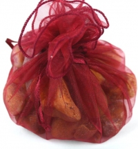 10 packs of 10, large round organza bags.