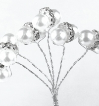 Pack of 6 pick stems with 2 faberge beads per stem, purchase order for 12 packs of 6 stems, 288 beads in total