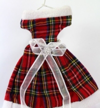 Miniature Tartan dress gift bag for your Christmas Tree.