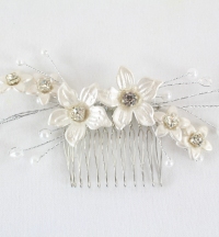 metal comb with vintage flowers 