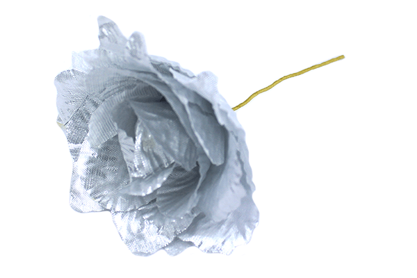 Silver Polyester Corsage Rose