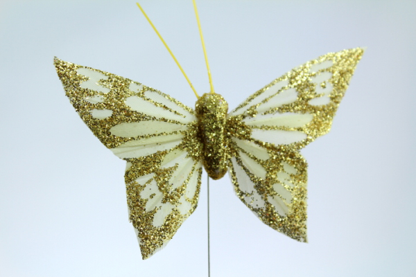 Our very attractive Gold glitter on very light yellow Butterfly.