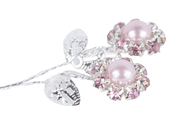 Pink Pearl Diamante Flowers