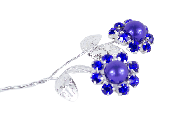 Royal Blue Pearl Diamante Flowers