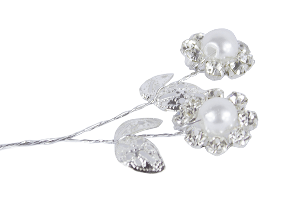 White Pearl Diamante Flowers