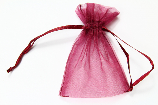 Our Burgundy coloured organza bag for wedding favours. 