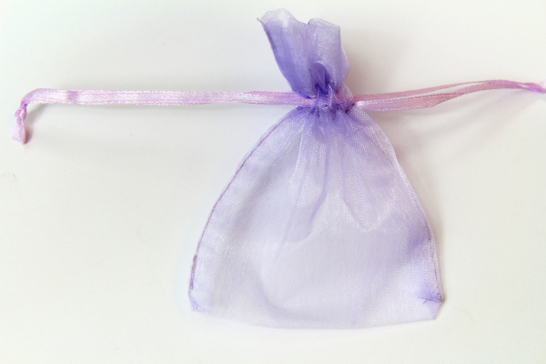 Lilac Organza bags for wedding favours.  Small version.