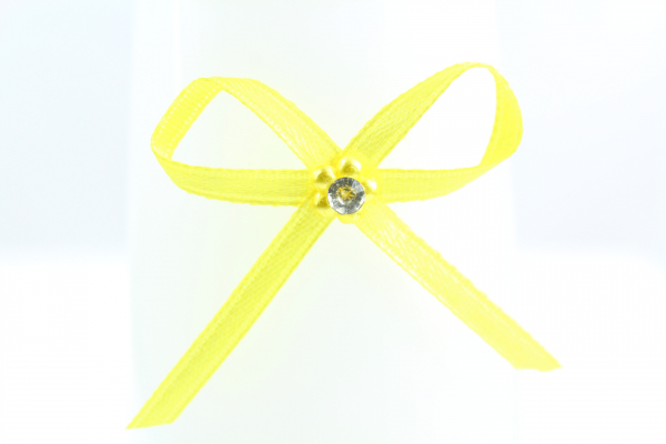 Bright yellow diamonte centred craft bow
