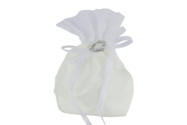 Ivory Satin Dolly Bag with Diamanté Heart