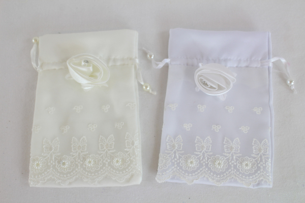 Satin Pouch With Lace Rhinestone Dolly Bag for bridesmaids Flower Girl