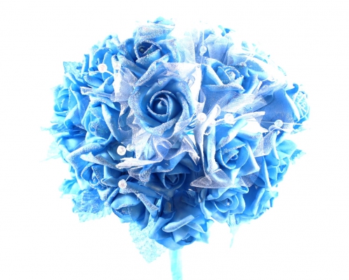 Our vibrant Blue rose bunch with glitter and beads