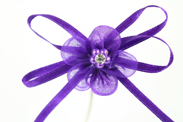Our deep Purple chiffon flower ribbon bow