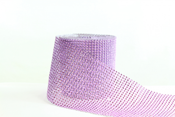 Lilac rhinestone mesh ribbon available for decoration, cutting up for craft, card, candles and more