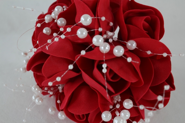 WFCF24-Red Small foam rose head posy beads