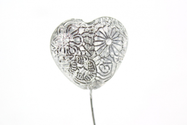Our embossed heart Silver pick stem 