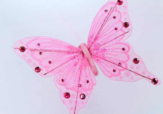 Our Pink Nylon Butterfly with crocodile clip for arts and crafts.