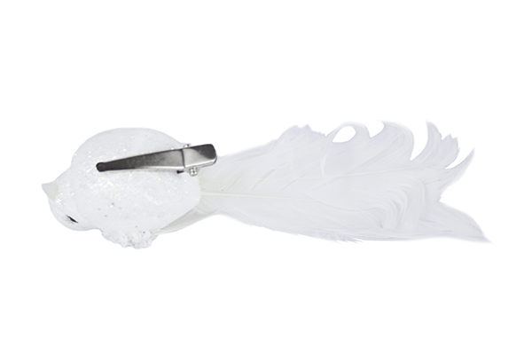 White Ornate Bird Clip